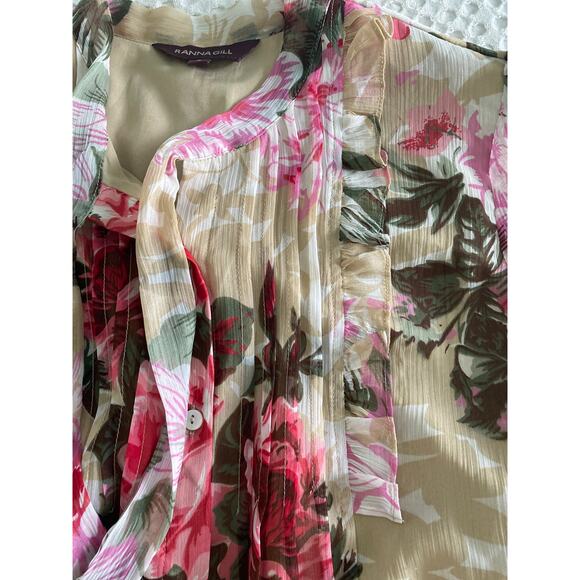 Ranna Gill Small‎ Floral Eden Romantic Ruffle Sequin Beaded Flowy Blouse - Picture 5 of 13